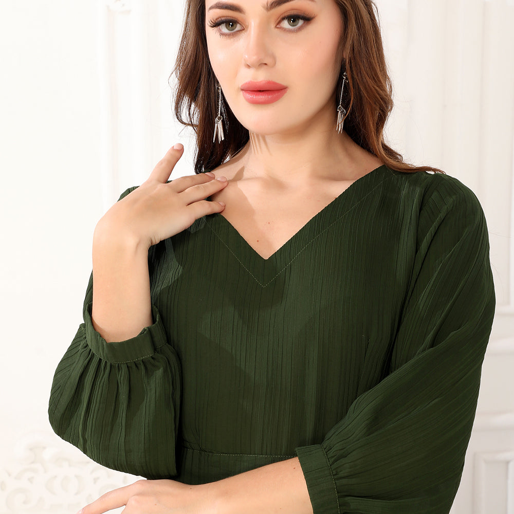 
                  
                    Classic Partywear Dark Green Dress with Bottom Frills
                  
                