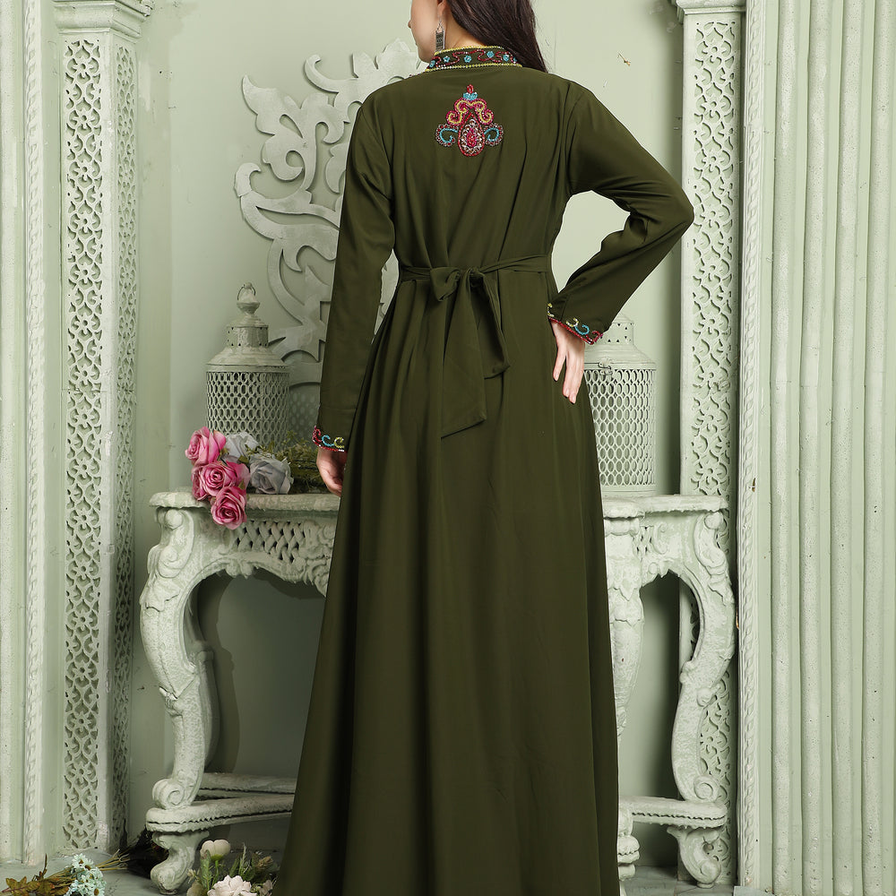 
                  
                    Designer Smotth Lazer Kaftan with Multicolored Embellished Sleeves
                  
                