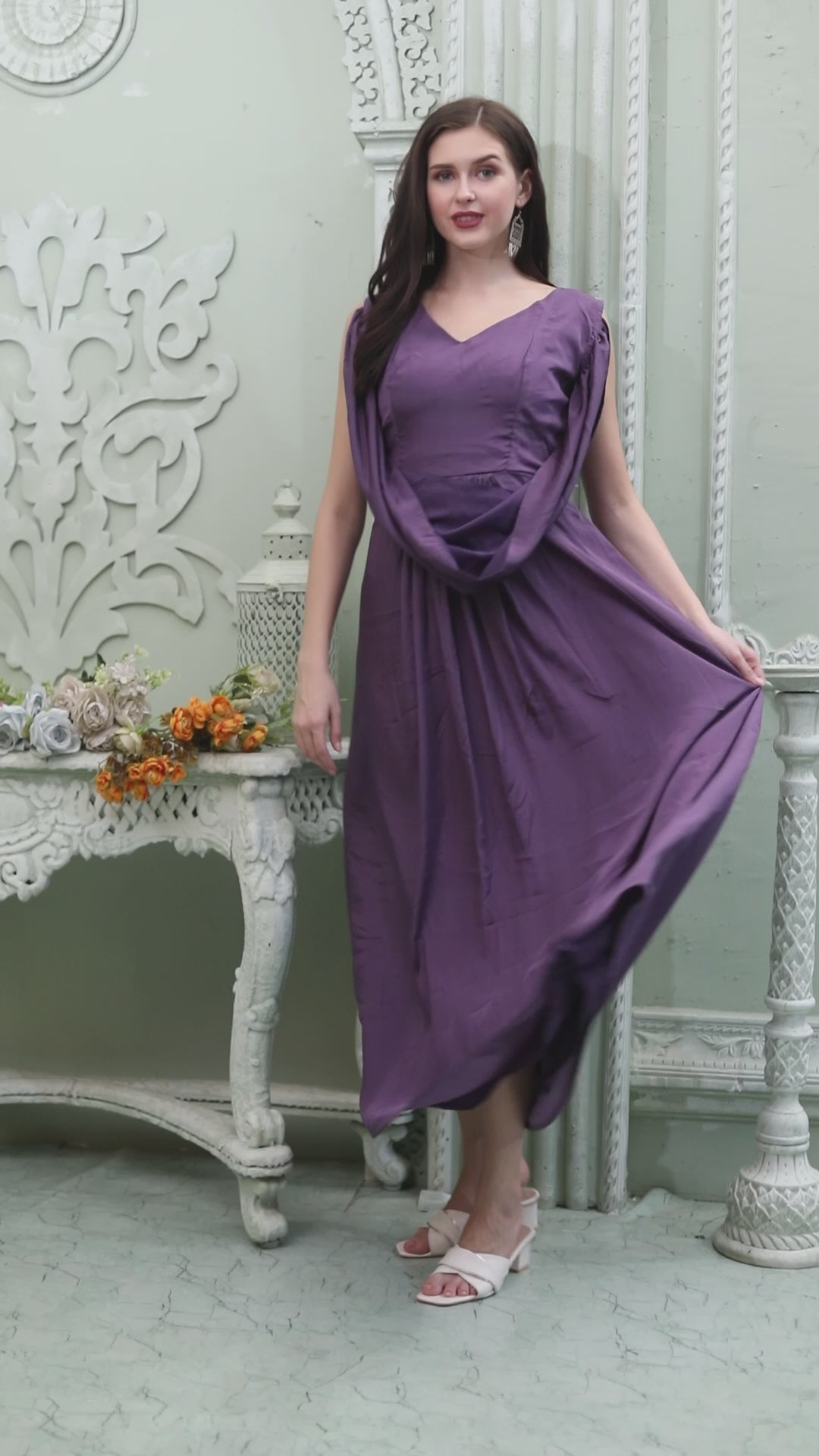 Classic Cowl Neck Partywear Dress