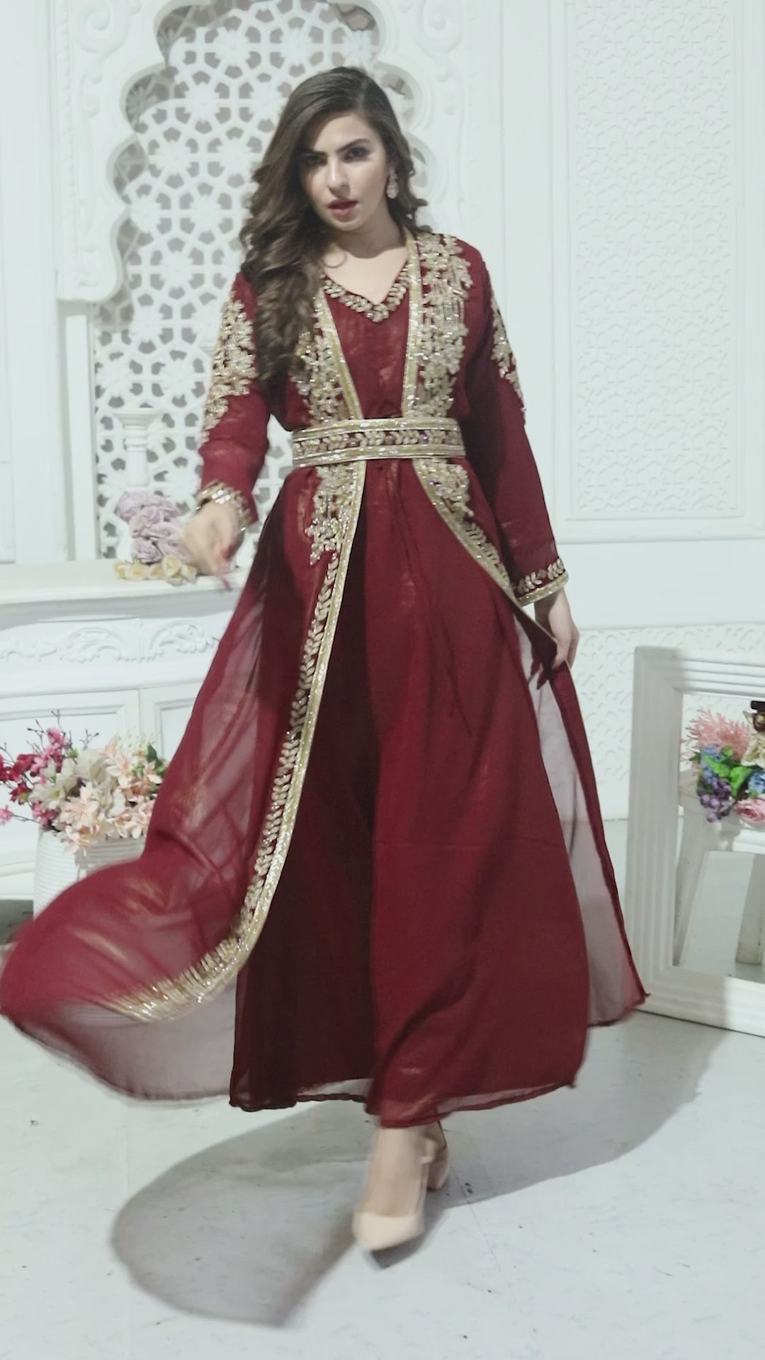 Modestwear Royale Embroidered Moroccan Kaftan By Maxim Creation