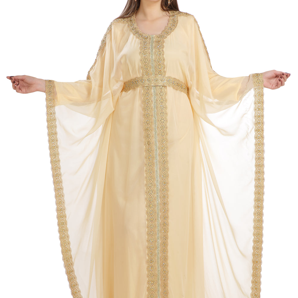 Farasha Poncho in Beige Color Long Sleeve - Maxim Creation