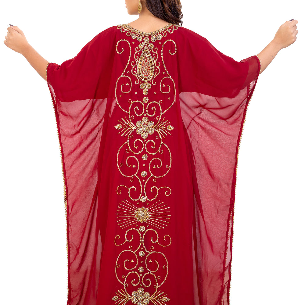 Dubai Kaftan With Intricately Embroidered Back Side of the Maxi - Maxim Creation