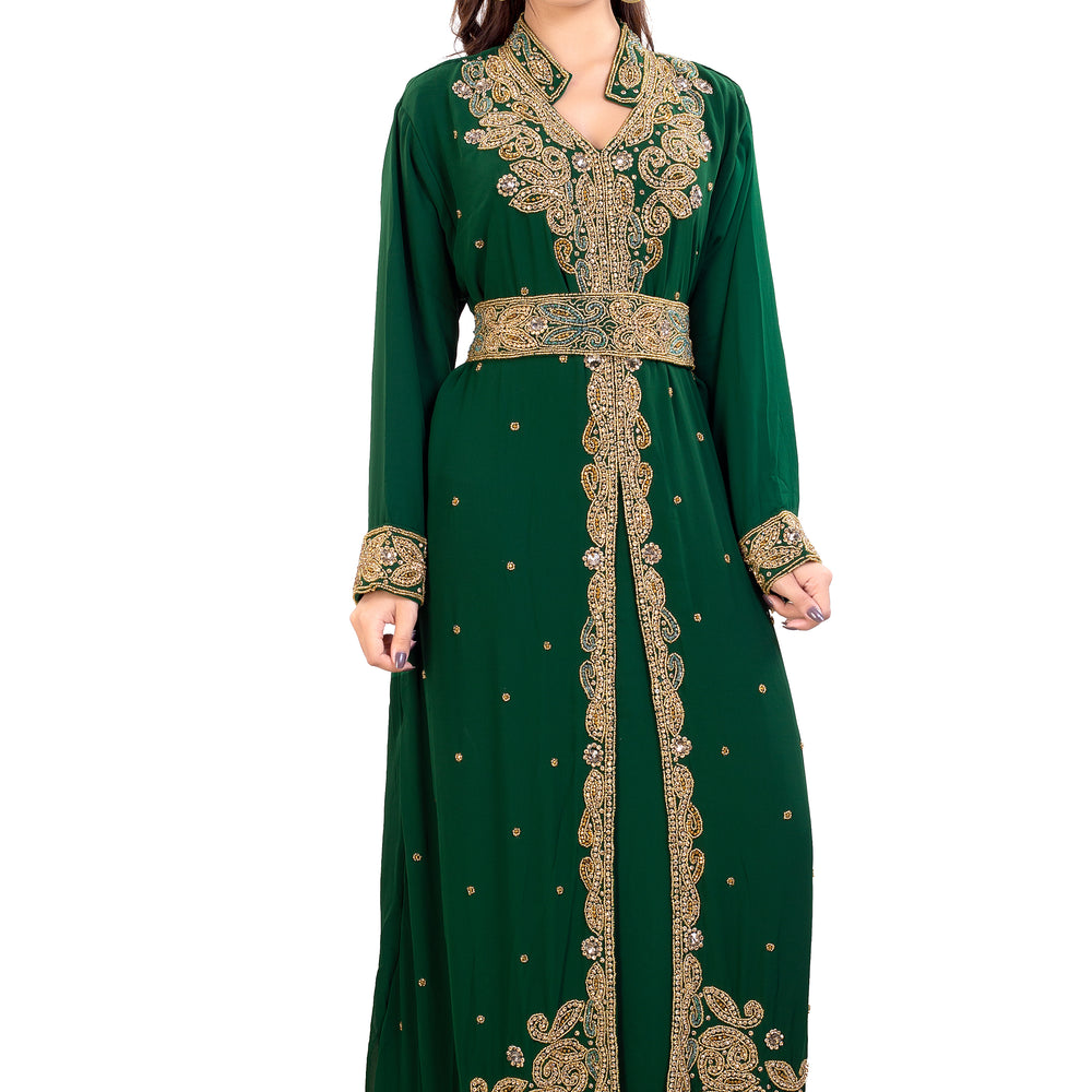 Arabian Jalabiya Collared Neck Kaftan Dress - Maxim Creation