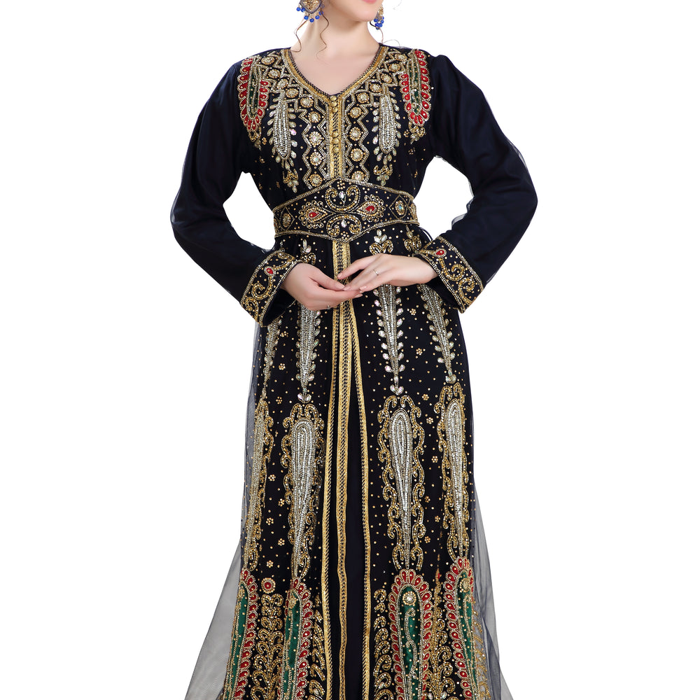 French Tackchita Gown with Soiree Embroidered Robe - Maxim Creation