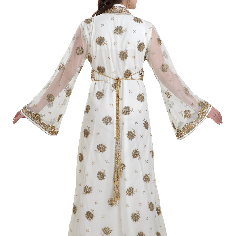 Golden Beaded Arabian Caftan Dress - Maxim Creation