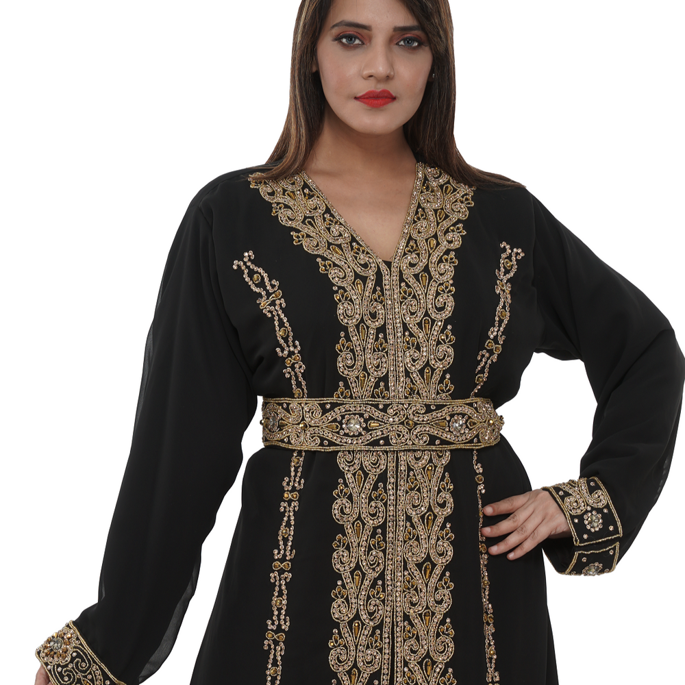 Arabian Caftan With Golden Beads - Maxim Creation