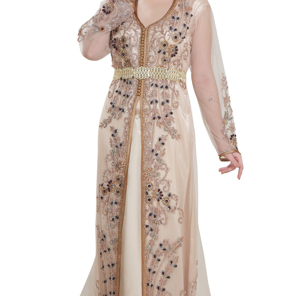 Algerian Kaftan Embroidered Hand Made Gown - Maxim Creation