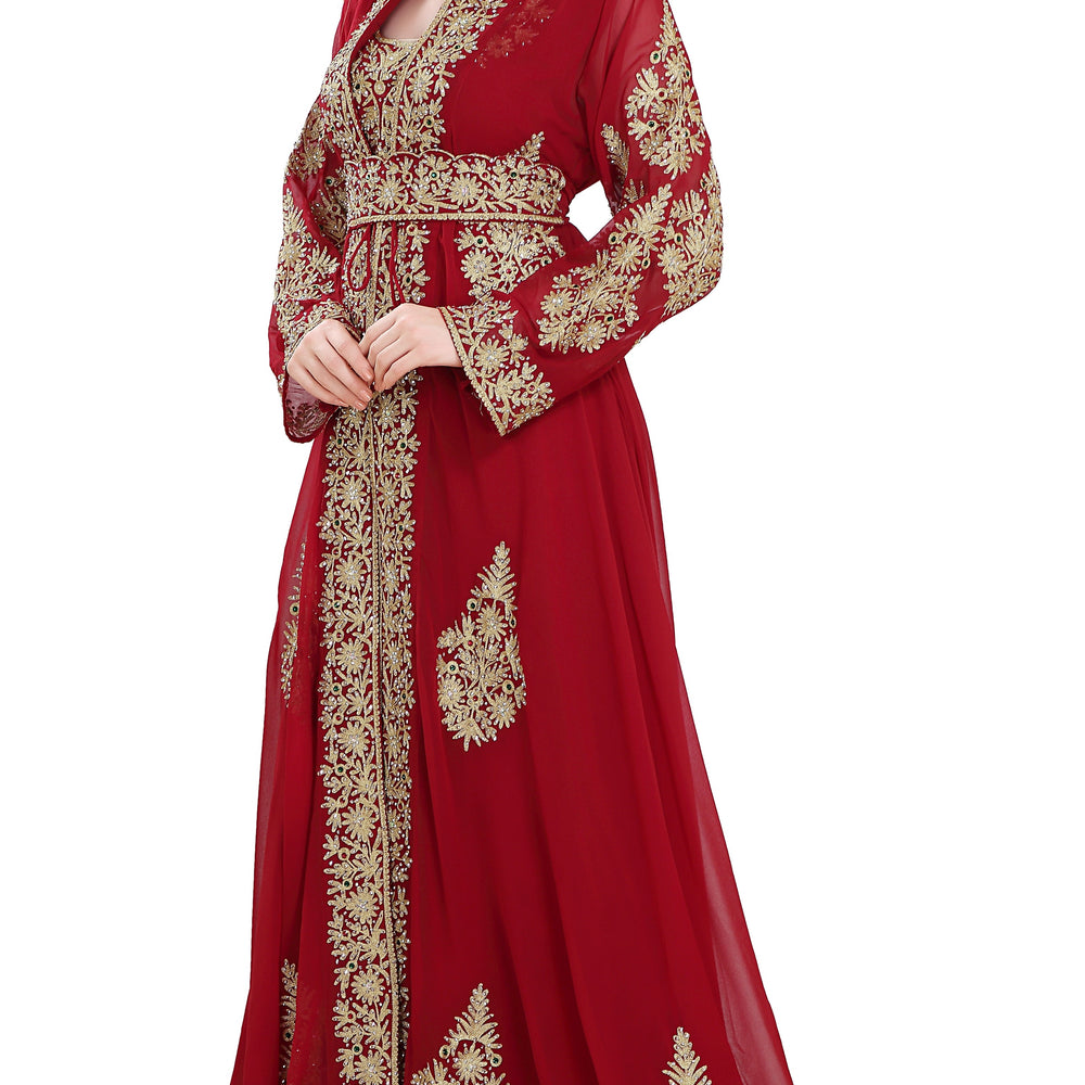 Maroon Jellabiya Moroccan Caftan Dress - Maxim Creation