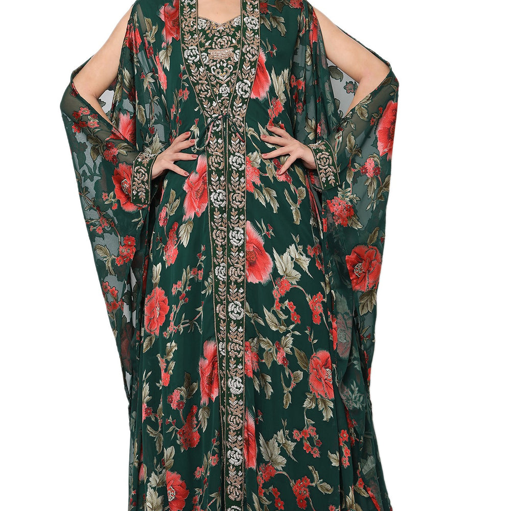Summer Kaftan Floral Printed Slit Sleeve Maxi - Maxim Creation