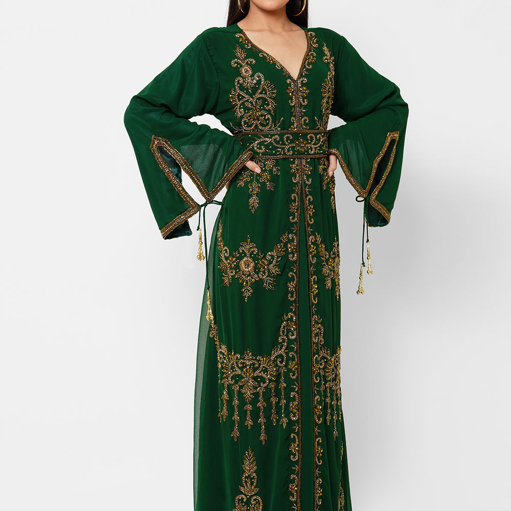 
                  
                    Embroidered Arabian Kaftan Designer Jalabiya - Maxim Creation
                  
                