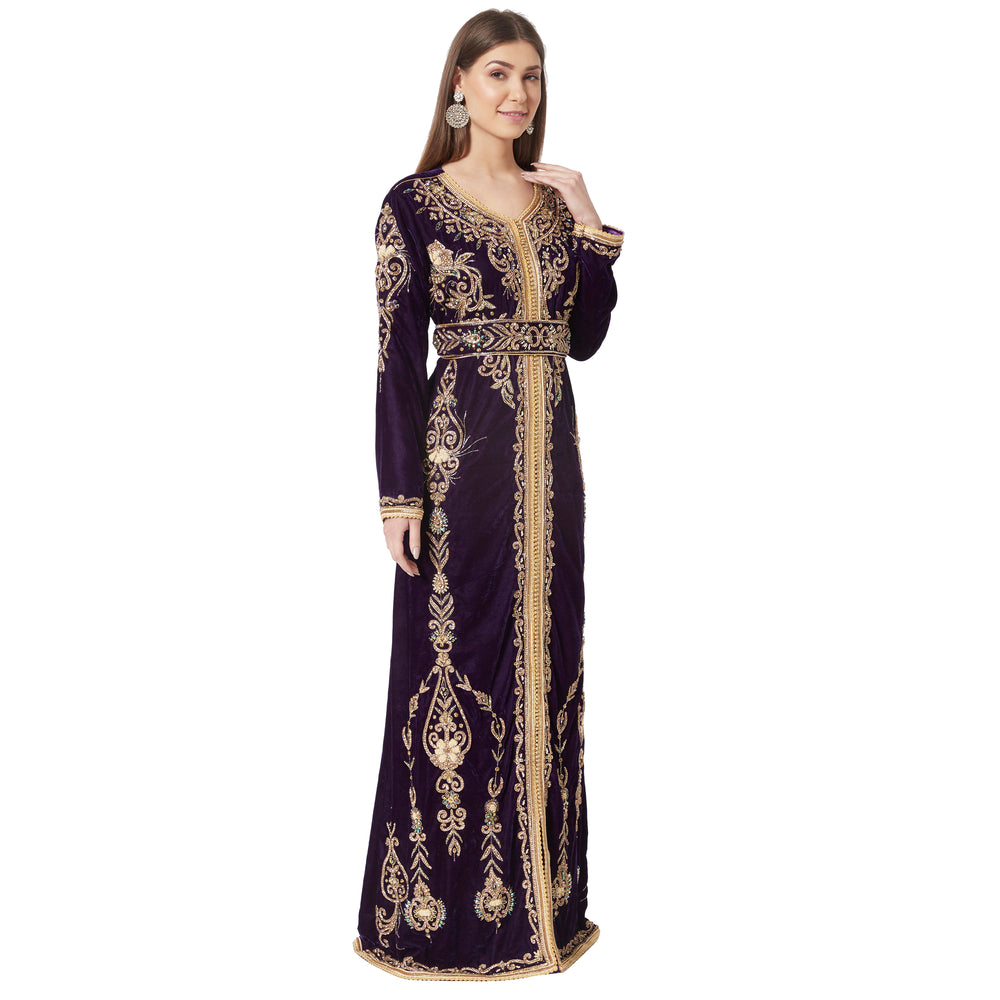 
                  
                    Designer Kaftan Hand Embroidered Takchita Gown - Maxim Creation
                  
                