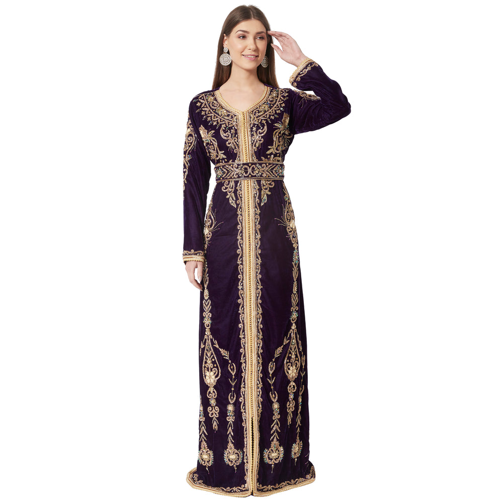 
                  
                    Designer Kaftan Hand Embroidered Takchita Gown - Maxim Creation
                  
                