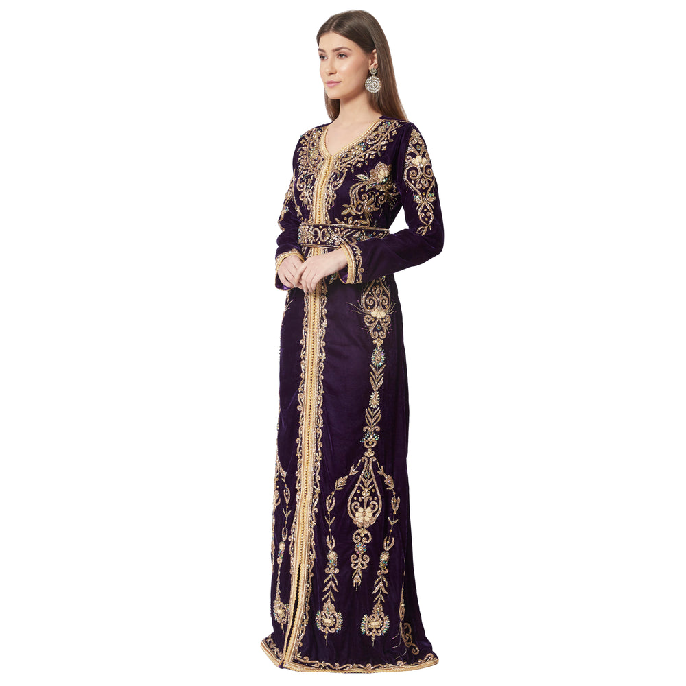 
                  
                    Designer Kaftan Hand Embroidered Takchita Gown - Maxim Creation
                  
                
