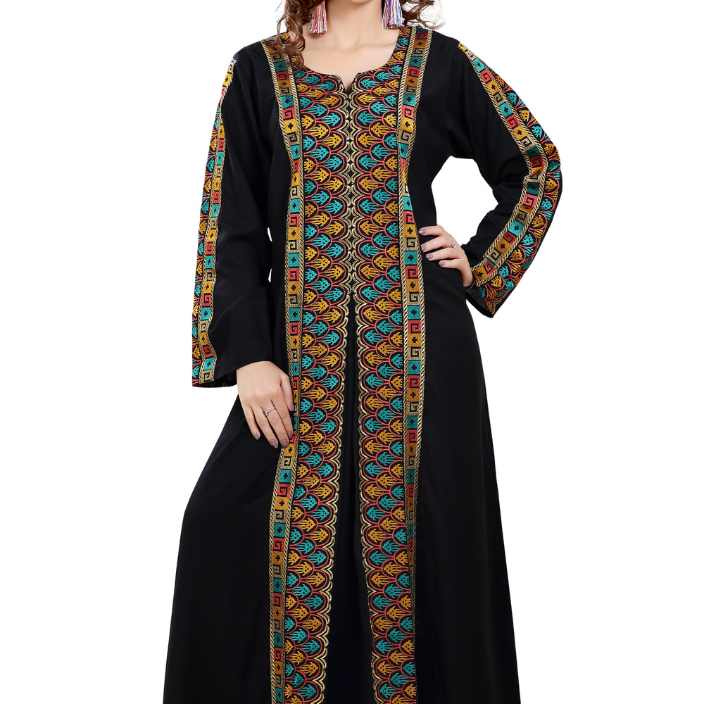 Multicolored Embroidered Farasha Luxe Gown - Maxim Creation