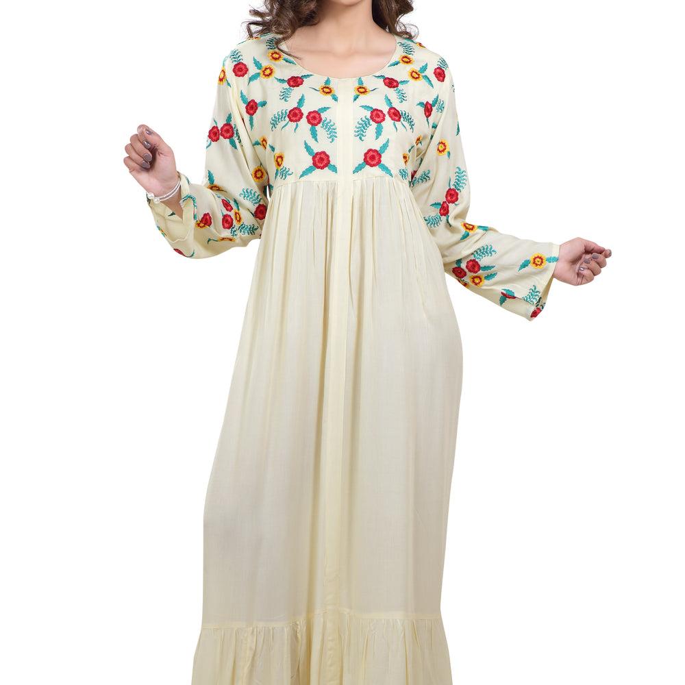 Long Maxi In Colorful Threadwork Embroidery - Maxim Creation